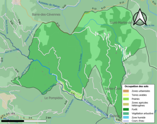 Carte en couleurs présentant l'occupation des sols.