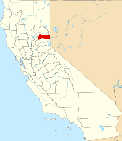 map of California highlighting Sierra County