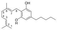 CBG tipi kannabinoidin kimyasal yapısı.