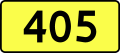 English: Sign of DW 405 with oficial font Drogowskaz and adequate dimensions.