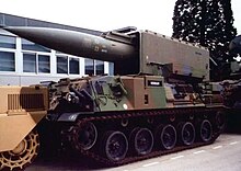 Photo de l’AMX-30 lanceur du missile nucléaire tactique Pluton.