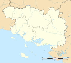 Mapa konturowa Morbihan, po prawej nieco u góry znajduje się punkt z opisem „Le Roc-Saint-André”