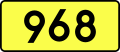 English: Sign of DW 968 with oficial font Drogowskaz and adequate dimensions.