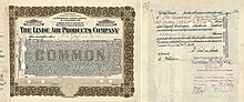 Aktie der Linde Air Products Company, ausgegeben am 13. Dezember 1911, eingetragen auf Dr. Carl von Linde und von ihm rückseitig eigenhändig indossiert