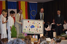 Remise de cadeaux entre Laufach (Allemagne) et Sainte-Eulalie (France).