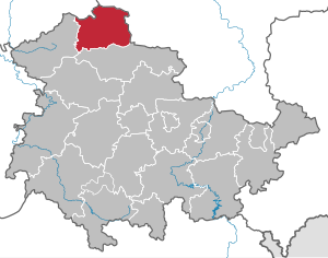 Li position de Subdistrict Nordhausen in Thuringia