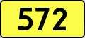 English: Sign of DW 572 with oficial font Drogowskaz and adequate dimensions.