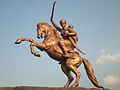 * Nomination: Rani Lakshmibai's statue in Solapur, Maharashtra, near the Kambar Talav. --Dharmadhyaksha 04:18, 15 March 2013 (UTC) * Review Note: Its my 1st nom and i am not a good photographer. So its okay to trash it. But please give helpful comments. --Dharmadhyaksha IMHO there should be more space on the upper and lowerside. The tail of the horse is not sharp. --Berthold Werner 09:04, 15 March 2013 (UTC)