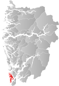 Kart som viser Bømlo kommune.