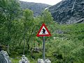 Značka varující před Trolly v Trollstigenu