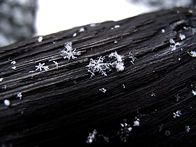 Snowflakes on handrail