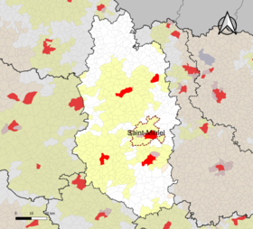 Localisation de l'aire d'attraction de Saint-Mihiel dans le département de la Meuse.