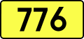 English: Sign of DW 776 with oficial font Drogowskaz and adequate dimensions.