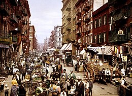 Photograph of a busy street scene