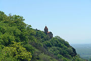 Church seen from the road leading up to it