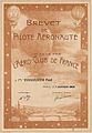 Balloon pilot's licence issued by the Aéro-Club de France to Tissandier in 1904