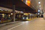 Tramstel 6024 van de Uithoflijn bij de halte Utrecht CS Centrumzijde, op de openingsdag; 14 december 2019.