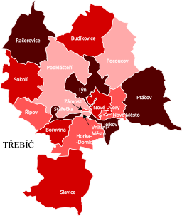 Mapo de urbaj partoj al la jaro 2008