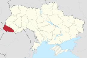 Zakarpatská oblast na mapě Ukrajiny