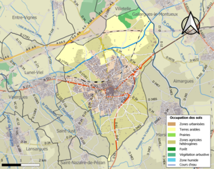 Carte en couleurs présentant l'occupation des sols.