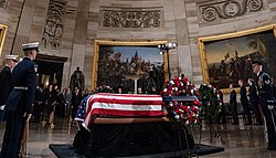 George H. W. Bush lies in state in the United States Capitol rotunda on December 3, 2018