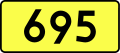 Sign of DW 695 with oficial font Drogowskaz and adequate dimensions.