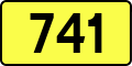 English: Sign of DW 741 with oficial font Drogowskaz and adequate dimensions.