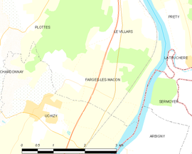 Mapa obce Farges-lès-Mâcon