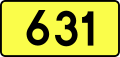 Sign of DW 631 with oficial font Drogowskaz and adequate dimensions.