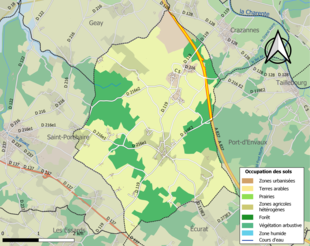 Carte en couleurs présentant l'occupation des sols.