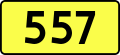 English: Sign of DW 557 with oficial font Drogowskaz and adequate dimensions.