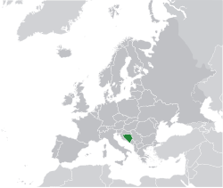 Location of  Bosnia and Herzegovina  (green) on the European continent  (dark grey)