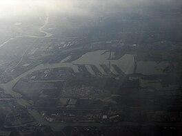 Aerial shot of Lake Calumet