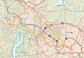 Image 16Map of Research Triangle, with points representing NC State University, Duke University, and University of North Carolina at Chapel Hill (from History of North Carolina)