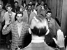 Elvis being sworn in to the US Army