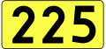 English: Sign of DW 225 with oficial font Drogowskaz and adequate dimensions.