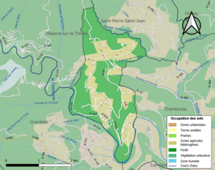 Carte en couleurs présentant l'occupation des sols.