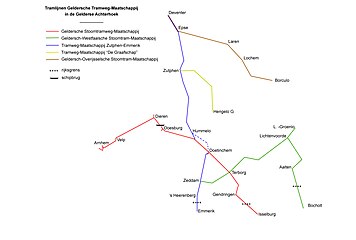 Map of 750 mm (2 ft 5+1⁄2 in) gauge tramways in the Achterhoek of Gelderland