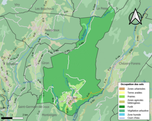 Carte en couleurs présentant l'occupation des sols.