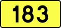 English: Sign of DW 183 with oficial font Drogowskaz and adequate dimensions.