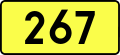 English: Sign of DW 267 with oficial font Drogowskaz and adequate dimensions.