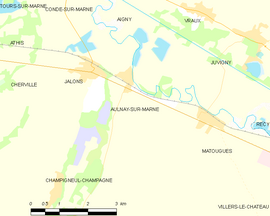 Mapa obce Aulnay-sur-Marne