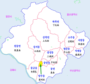 แผนที่เขตการปกครองในนครยังซัน