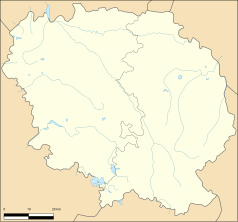 Mapa konturowa Creuse, w centrum znajduje się punkt z opisem „Ahun”