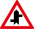 Staggered side-road junctions ahead