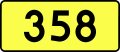 English: Sign of DW 358 with oficial font Drogowskaz and adequate dimensions.