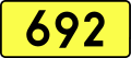 Sign of DW 692 with oficial font Drogowskaz and adequate dimensions.