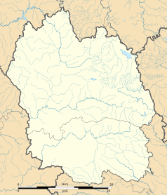 Mapa konturowa Lozère, na dole znajduje się punkt z opisem „Montbrun”