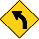 U.S. and Canada sharp curve ahead sign.