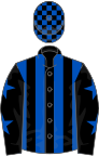 Black and royal blue stripes, royal blue stars on sleeves, check cap